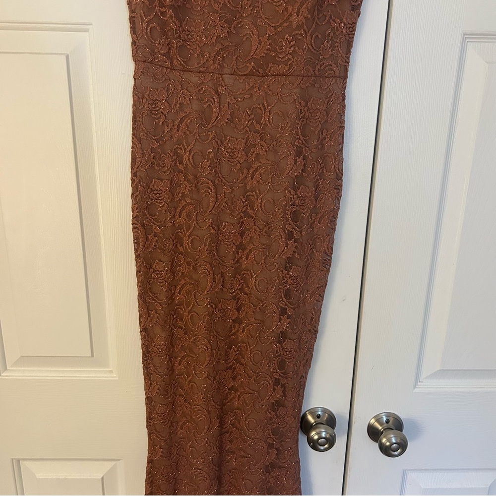 Baltic Born Valentine Sparkle Maxi - Copper Low Open Back High Neck Bodycon Lace - Picture 4 of 7